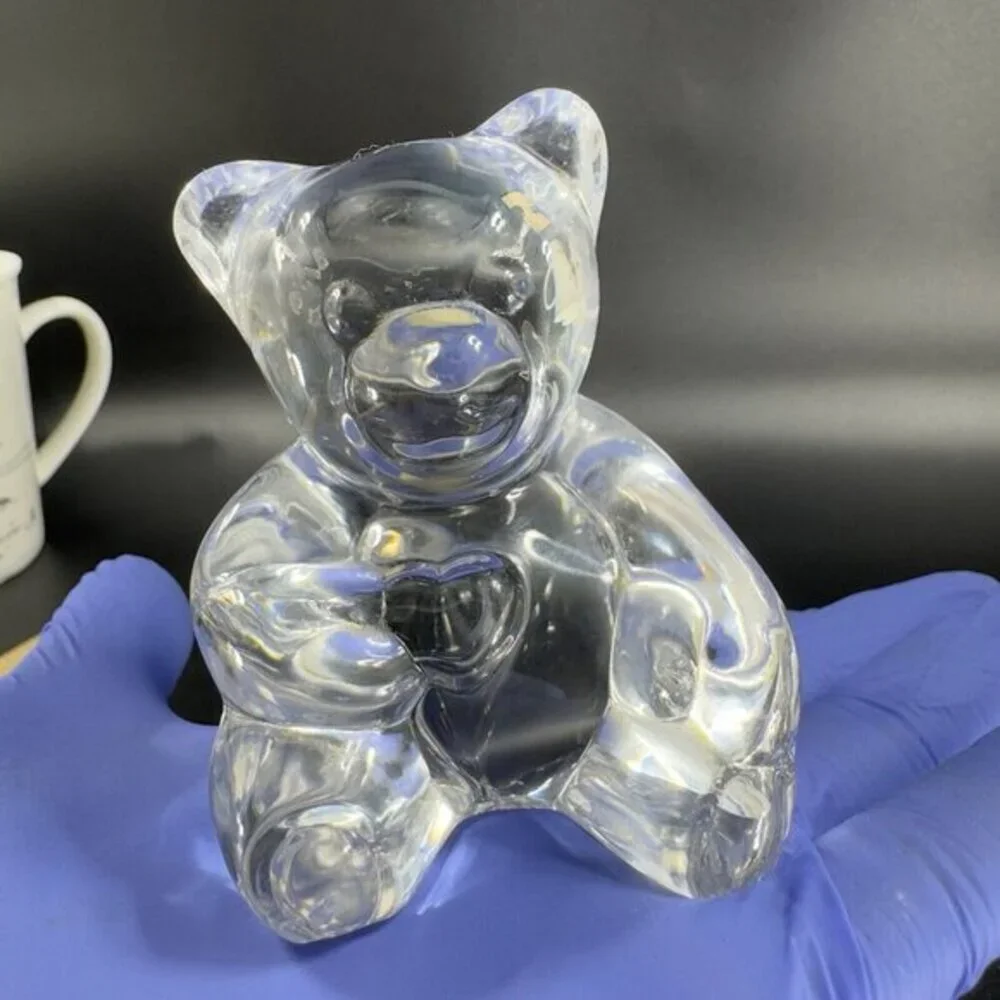 Vintage Jonal Clear Crystal‎ Glass Teddy Bear Figurine Paperweight Germany VTG